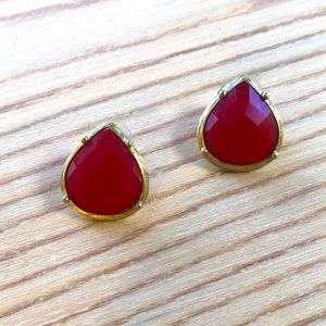 Red stone teardrop earrings